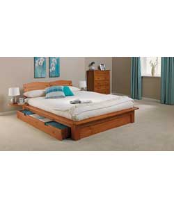 Double 2 Drawer Bed Frame - Pine Headboard
