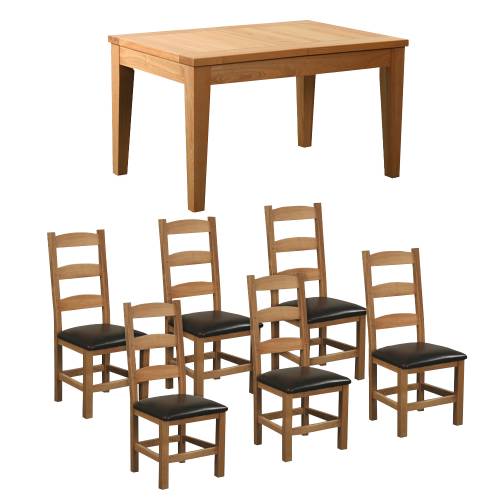 Devon Oak Dining Set (4` + 6 Traditional Chairs)
