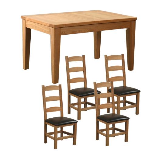 Devon Oak Furniture Range Devon Oak Dining Set (4` Extending Table and 4 traditional chairs)