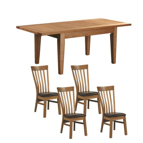 Devon Oak Furniture Range Devon Oak Dining Set (44 and 4 Jenna High Back Chairs)