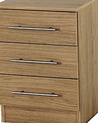 Devoted2Home Humber Bedroom Furniture - 3 Drawer Bedside Cabinet / Table - Oak