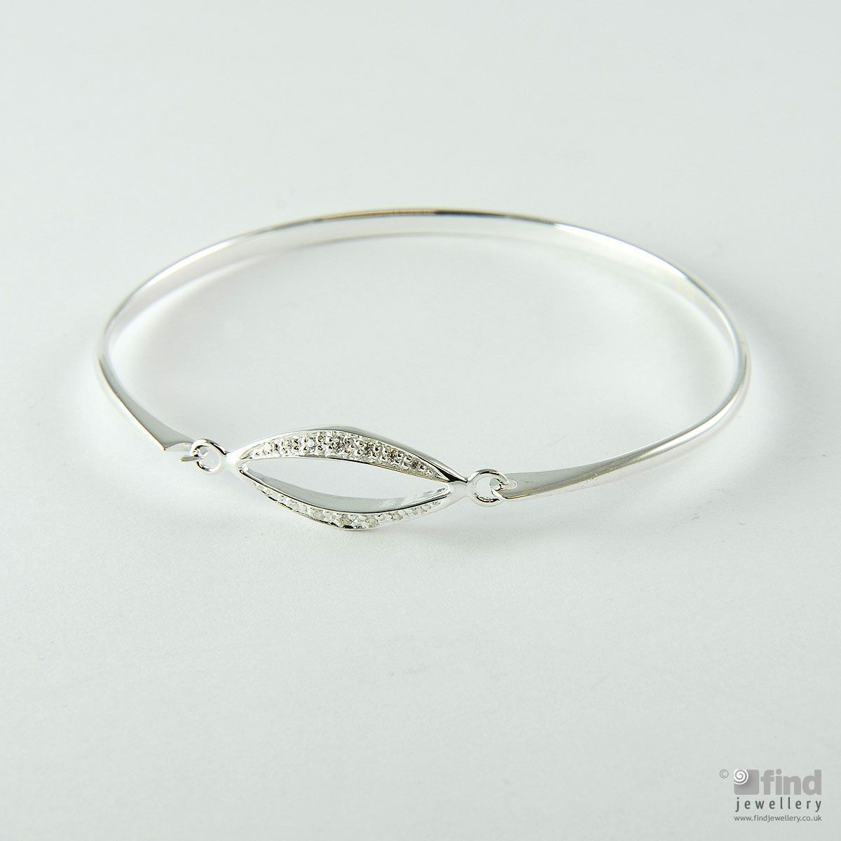 Dew Silver CZ Sterling Silver Bangle