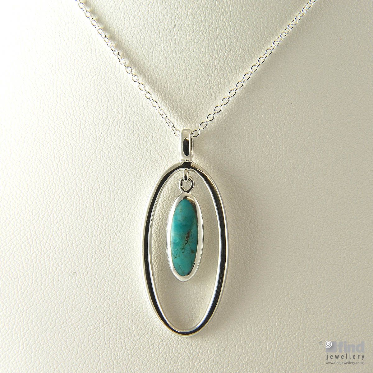 Dew Silver Ladies Real Turquoise Sterling Silver Necklace