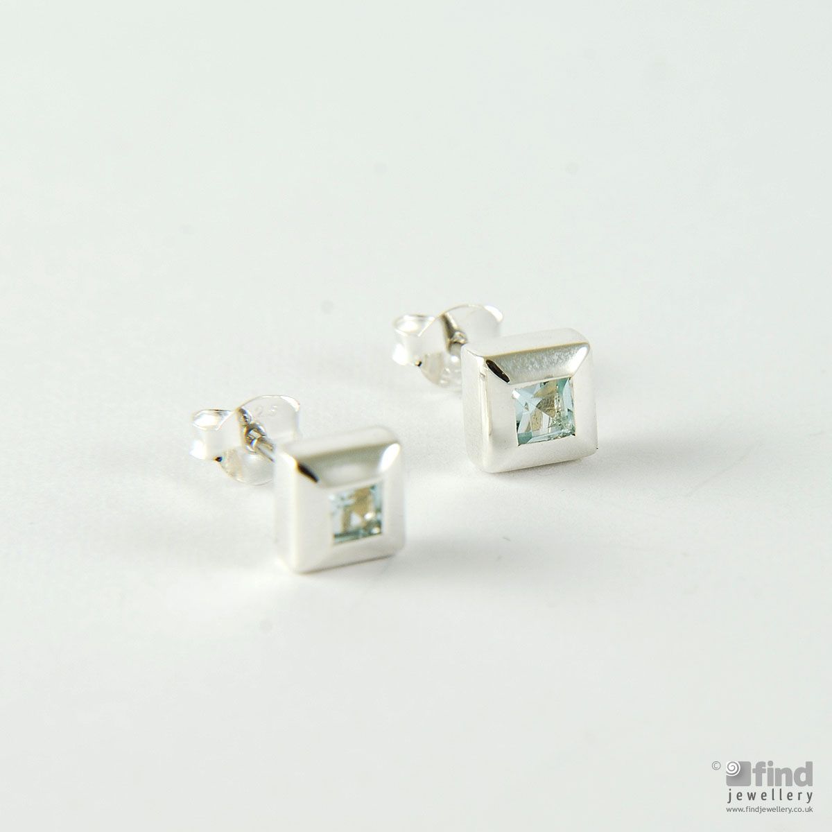 square jewel stud earrings