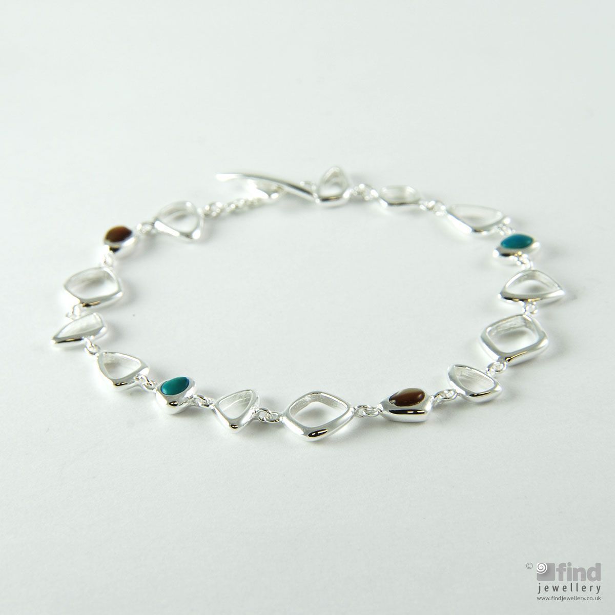 Dew Silver Sterling Silver Turquoise Scatter Bracelet