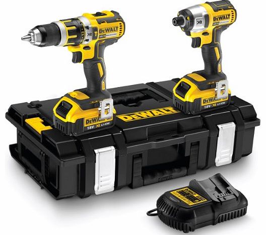 DeWalt  DCK250M2 18V XR Li-ion Brushless Combi Drill and Impact Driver with 2 x 4Ah Batteries (Twin Pack)