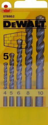 DeWalt DT6952-QZ Stone Drill Cylindrical Bit Set in Plastic Case 5 Pieces