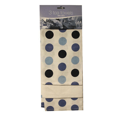 Dexam Tea Towel Set Raindrops Blue