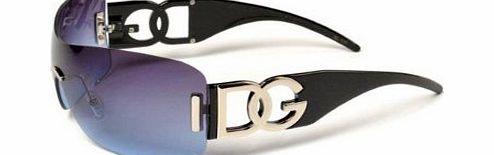 D.G DG  Eyewear - Black with Smoke Blue Mirror Flash Lens Ladies Designer Womens Sunglasses