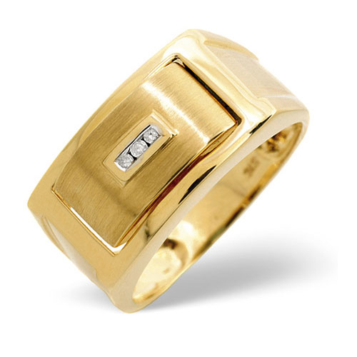 0.03 Ct Diamond Gents Ring In 9 Carat Yellow Gold