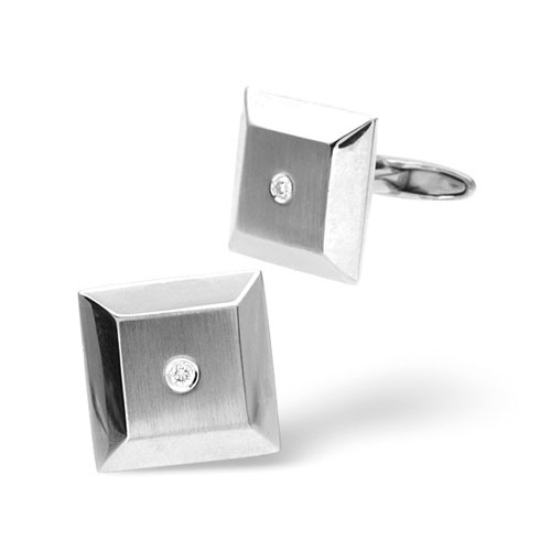 Diamond Essentials 0.05 Carat Diamond Square Cufflinks In 9 Carat White Gold