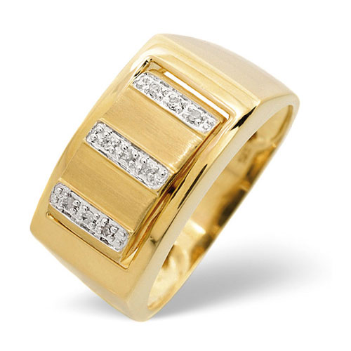 Diamond Essentials 0.05 Ct Diamond Gents Ring In 9 Carat Yellow Gold