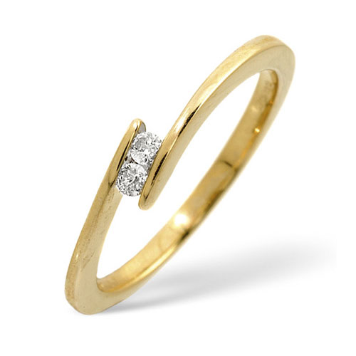 Diamond Essentials 0.05 Ct Two Stone Diamond Ring In 9 Carat Yellow Gold
