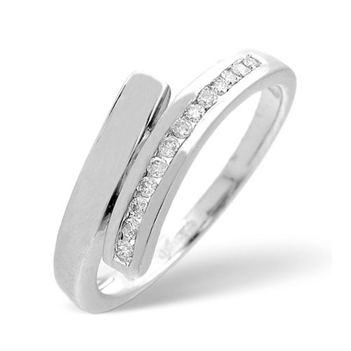 0.10 Ct Crossover Diamond Ring In 9 Carat White Gold