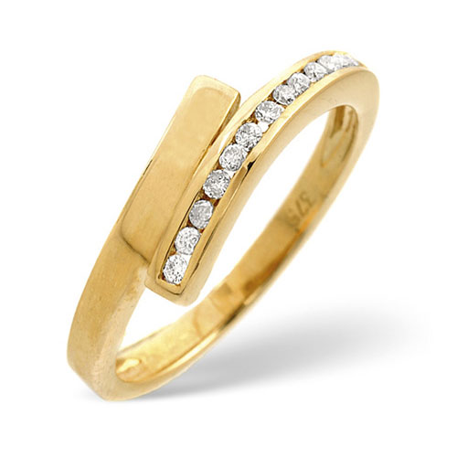 Diamond Essentials 0.10 Ct Crossover Diamond Ring In 9 Carat Yellow Gold