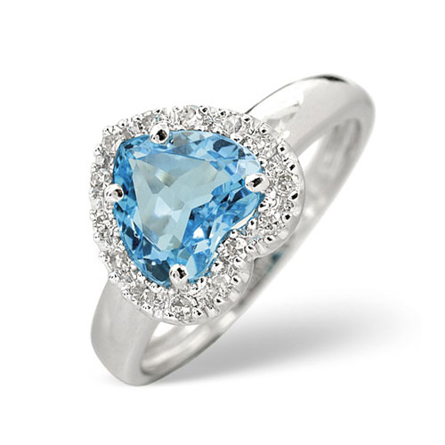 Diamond Essentials 0.10 Ct Diamond and Blue Topaz Ring In 9 Carat White Gold