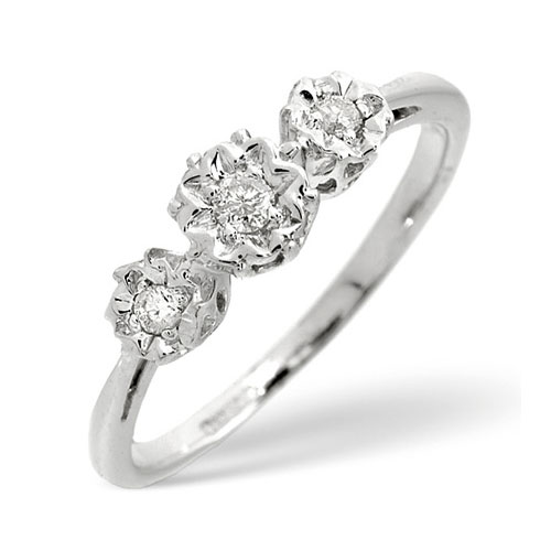 Diamond Essentials 0.10 Ct Diamond Ring In 9 Carat White Gold