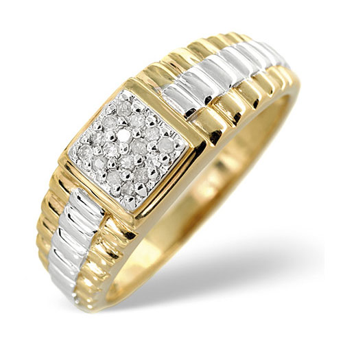 0.11 Ct Diamond Gents Ring In 9 Carat Yellow Gold