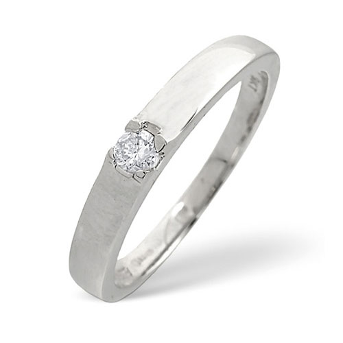 Diamond Essentials 0.11 Ct Solitaire Diamond Ring In 9 Carat White Gold