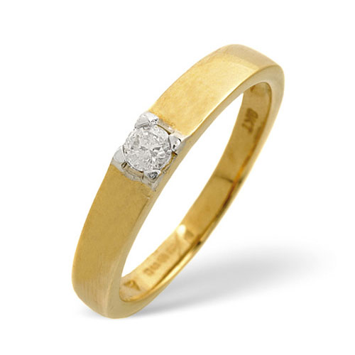 Diamond Essentials 0.11 Ct Solitaire Diamond Ring In 9 Carat Yellow Gold