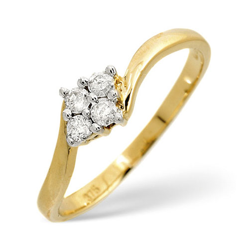 Diamond Essentials 0.12 Ct Diamond Ring In 9 Carat Yellow Gold