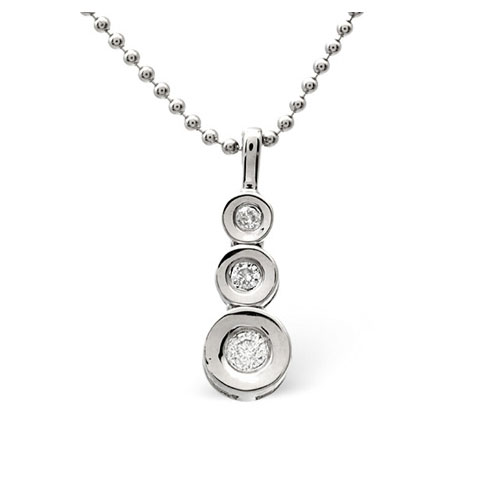 Diamond Essentials 0.13 Ct Three Stone Diamond Necklace In 9 Carat White Gold
