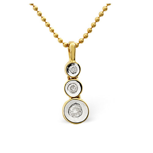 Diamond Essentials 0.13 Ct Three Stone Diamond Necklace In 9 Carat Yellow Gold
