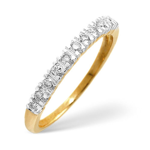 Diamond Essentials 0.15 Ct Half Eternity Diamond Ring In 9 Carat Yellow Gold