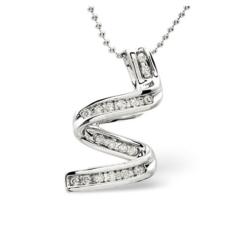 Diamond Essentials 0.16 Ct Diamond Twirl Necklace In 9 Carat White Gold