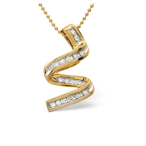 Diamond Essentials 0.16 Ct Diamond Twirl Necklace In 9 Carat Yellow Gold