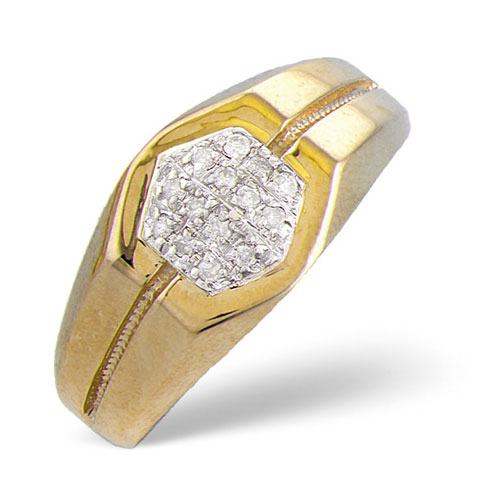 0.16 Ct Gents Diamond Ring In 9 Ct Yellow Gold