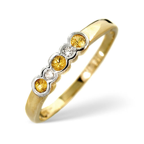 0.18 Ct Yellow Sapphire and 0.04 Ct Diamond Ring In 9 Carat Yellow Gold