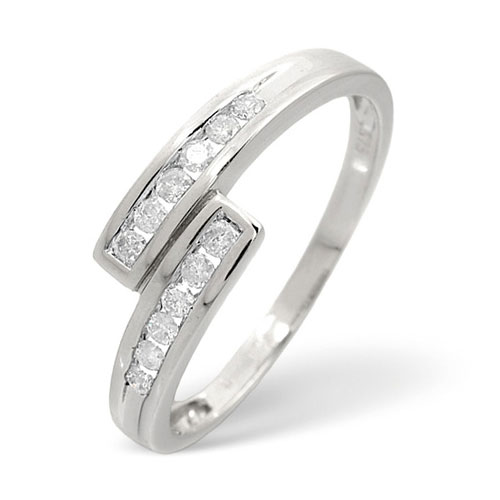 Diamond Essentials 0.20 Ct Crossover Diamond Ring In 9 Carat White Gold