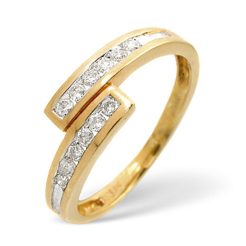 0.20 Ct Crossover Diamond Ring In 9 Carat Yellow Gold
