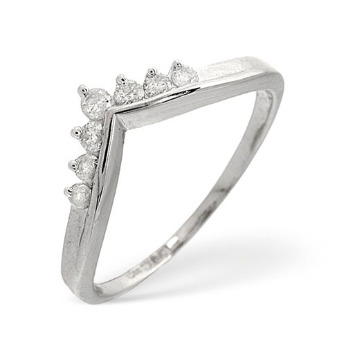 Diamond Essentials 0.20 Ct Diamond Wishbone Ring In 9 Carat White Gold