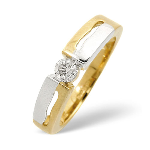 Diamond Essentials 0.20 Ct Solitaire Diamond Ring In 9 Carat Yellow and White Gold