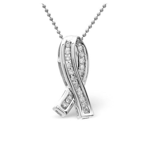 0.21 Ct Diamond Ribbon Necklace In 9 Carat White Gold