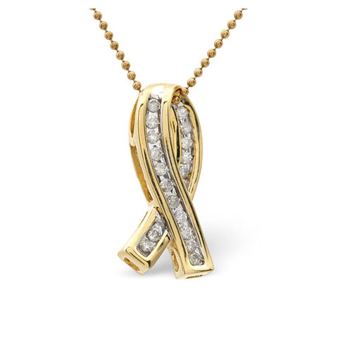 Diamond Essentials 0.21 Ct Diamond Ribbon Necklace In 9 Carat Yellow Gold