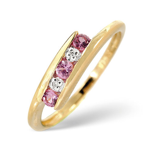 0.21 Ct Pink Sapphire and 0.01 Ct Diamond Ring In 9 Carat Yellow Gold