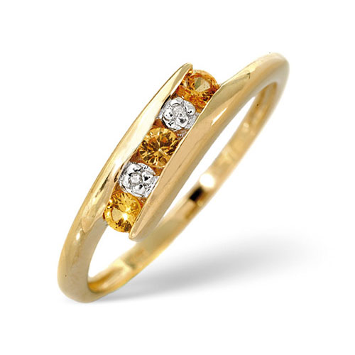 0.21 Ct Yellow Sapphire and 0.01 Ct Diamond Ring In 9 Carat Yellow Gold