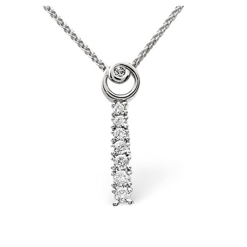 Diamond Essentials 0.22 Ct Seven Stone Diamond Necklace In 9 Carat White Gold