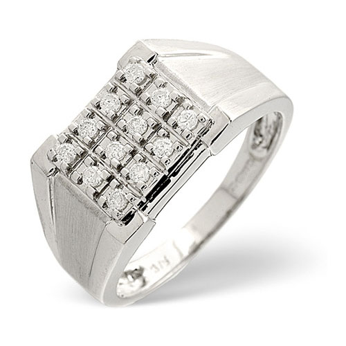 0.23 Ct Gents Diamond Ring In 9 Ct White Gold