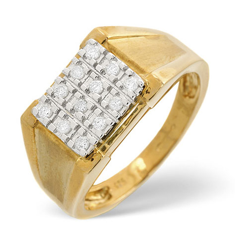 0.23 Ct Gents Diamond Ring In 9 Ct Yellow Gold