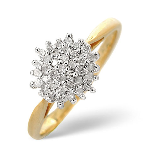 Diamond Essentials 0.25 Ct Diamond Cluster Ring In 9 Carat Yellow Gold