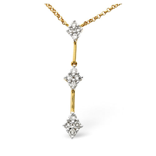 0.25 Ct Diamond Drop Necklace In 9 Carat Yellow Gold