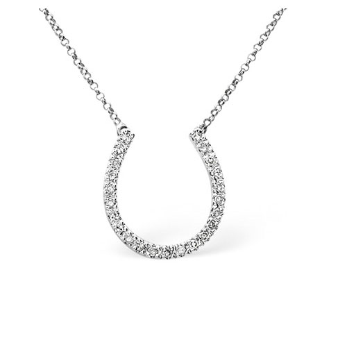 Diamond Essentials 0.25 Ct Diamond Horseshoe Necklace In 9 Carat White Gold