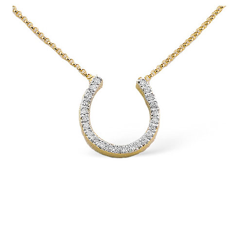 Diamond Essentials 0.25 Ct Diamond Horseshoe Necklace In 9 Carat Yellow Gold