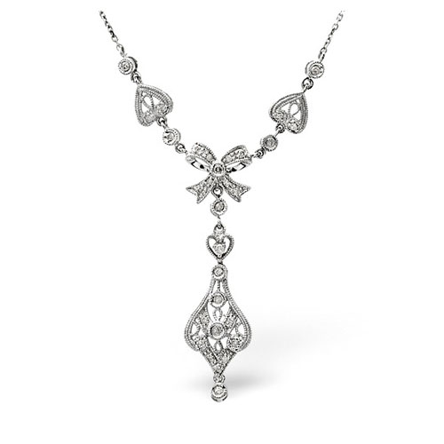 0.25 Ct Diamond Necklace In 9 Carat White Gold
