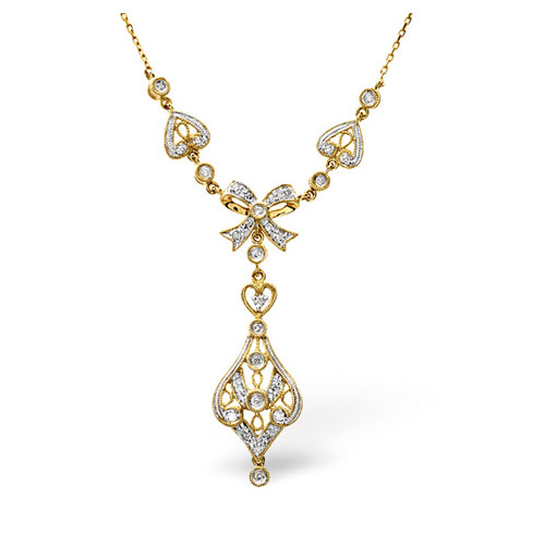 0.25 Ct Diamond Necklace In 9 Carat Yellow Gold