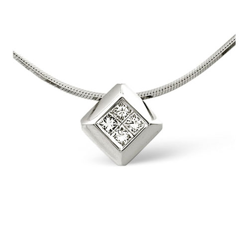 0.25 Ct Diamond Square Necklace In 9 Carat White Gold
